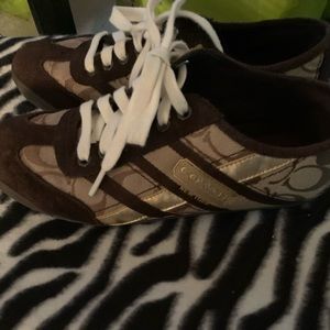 Coach sneakers (brown w/ white laces)